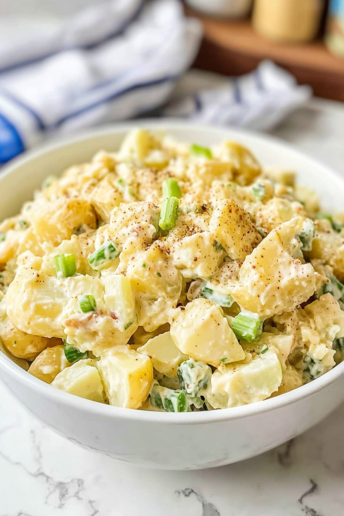 Creamy Southern Potato Salad Potato salad with celery and mayo dressing