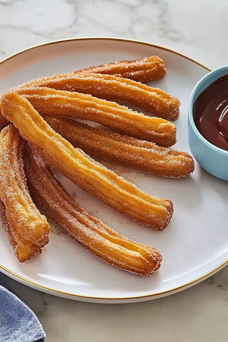 Cinnamon churros with chocolate sauce