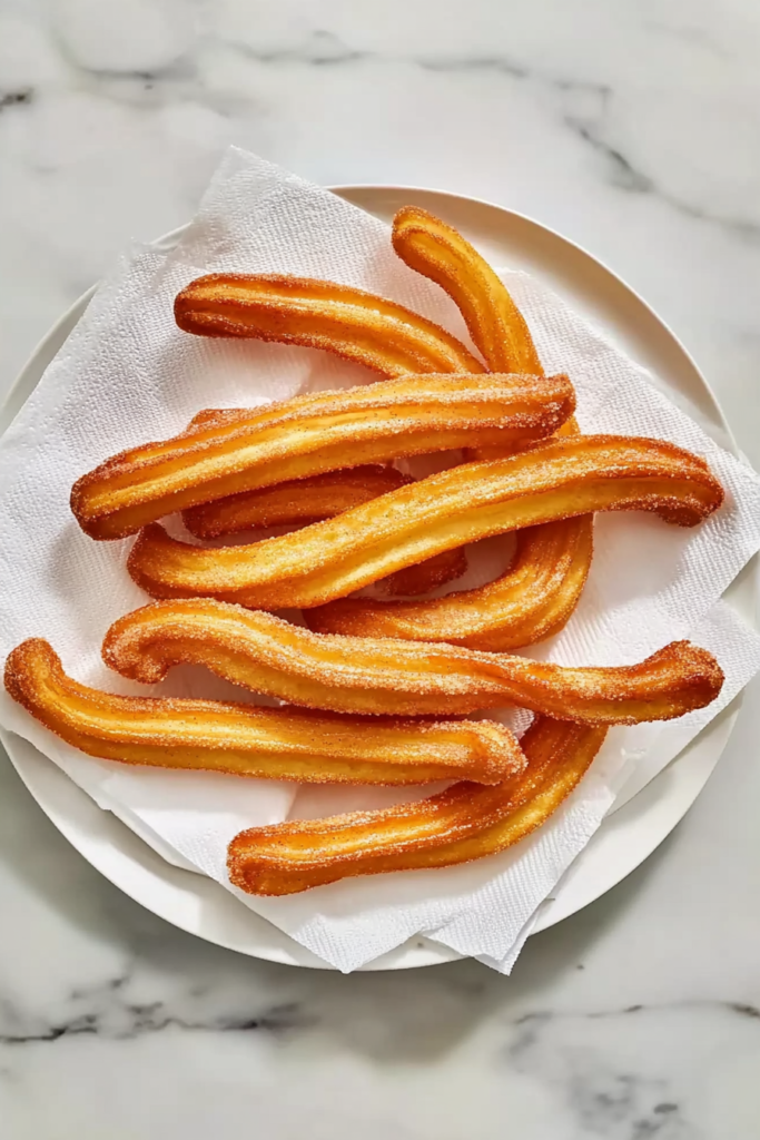 Fresh Fried Churros Hot churros on paper towels