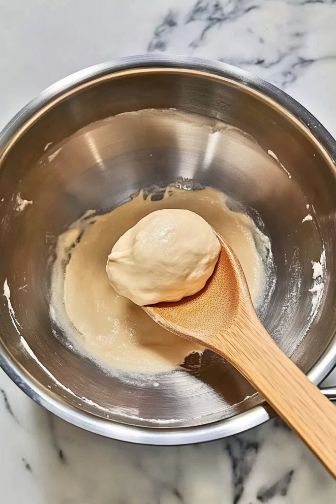 Mixed Churro Dough Churro dough in metal bowl