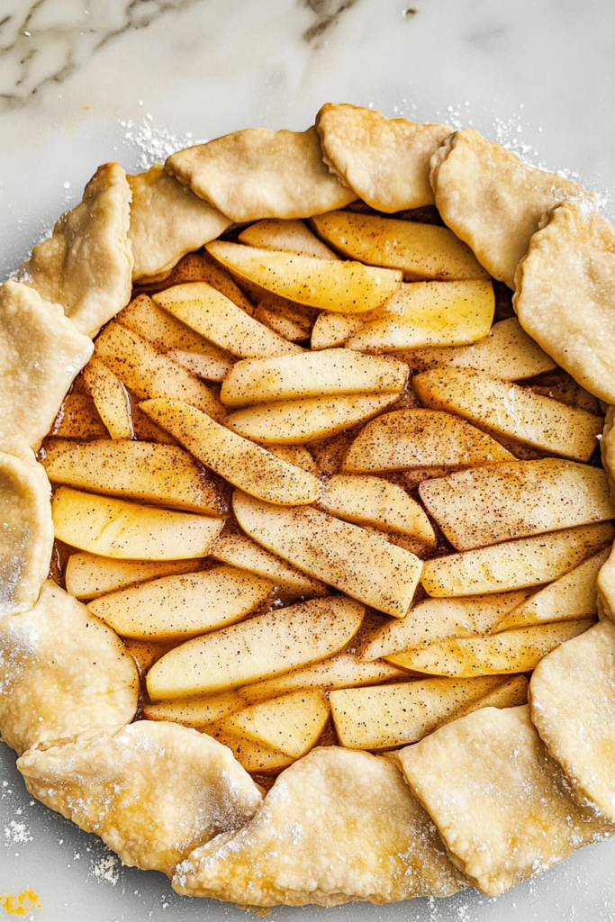 Unbaked Apple Puff Pastry Galette Raw apple galette with puff pastry