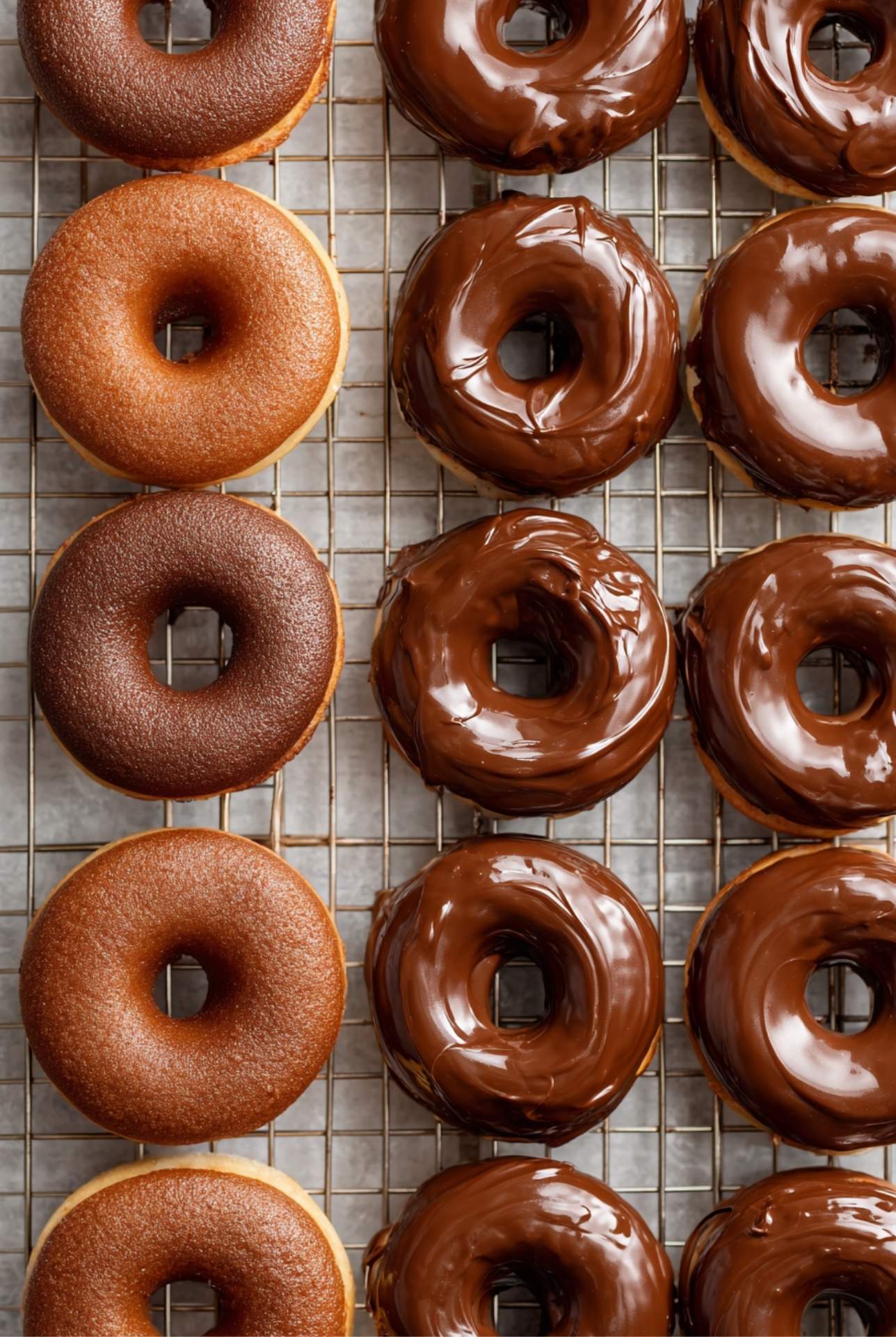 Chocolate-glazed donuts decorated with candy eyes, orange and black sprinkles, styled as spooky Halloween monster donuts.