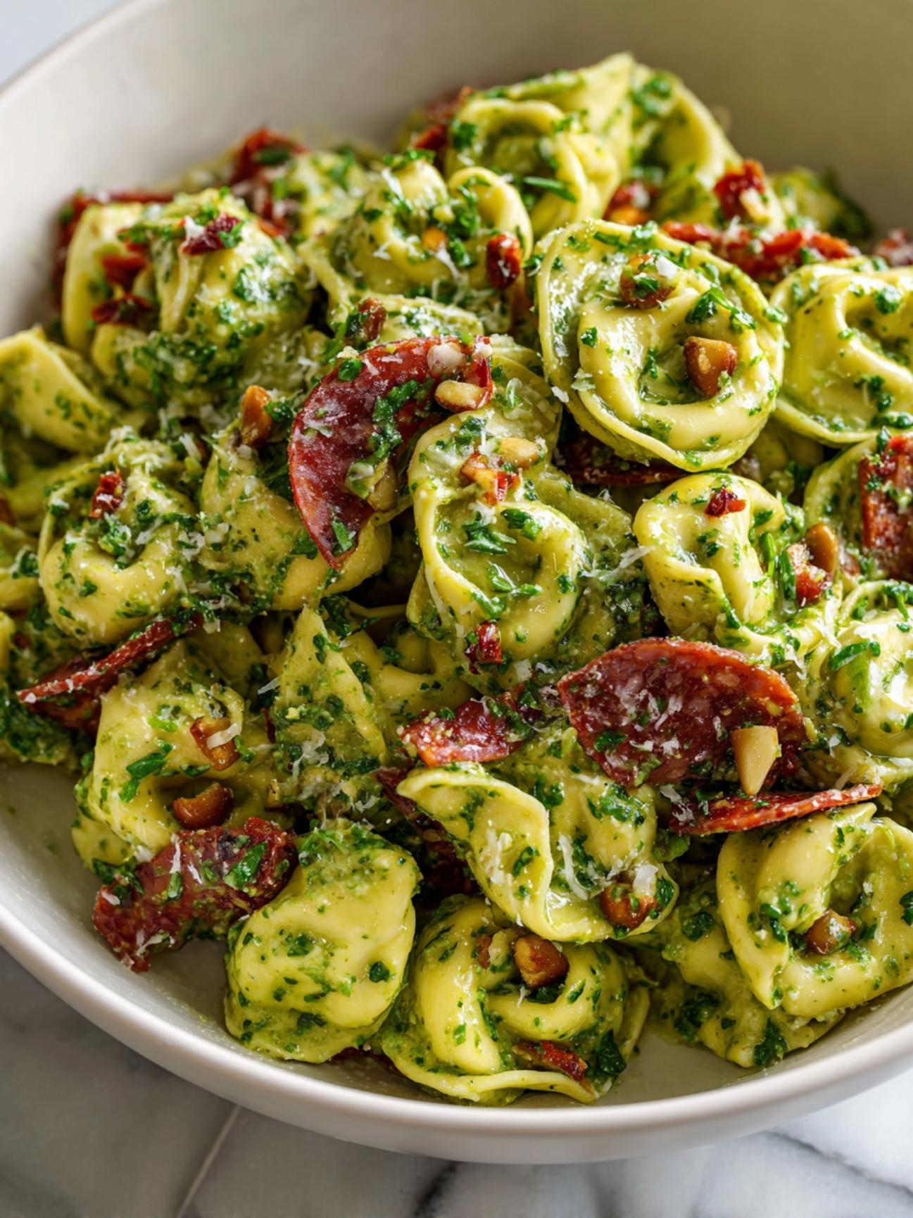 step 5 - pesto tortellini pasta salad