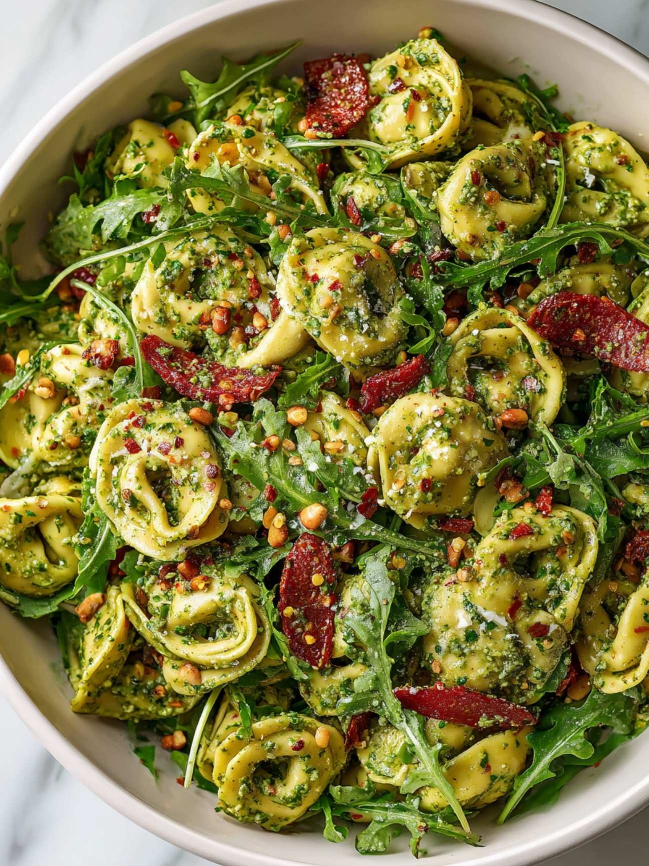 step 6 - pesto tortellini pasta salad