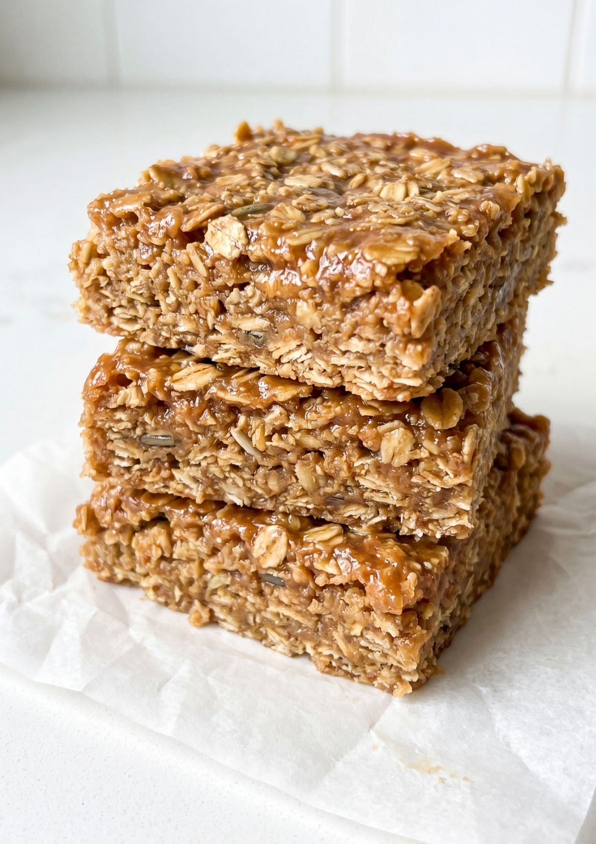 No Bake Oatmeal Bars thick and soft texture with oats peanut butter perfect for meal prep snacks