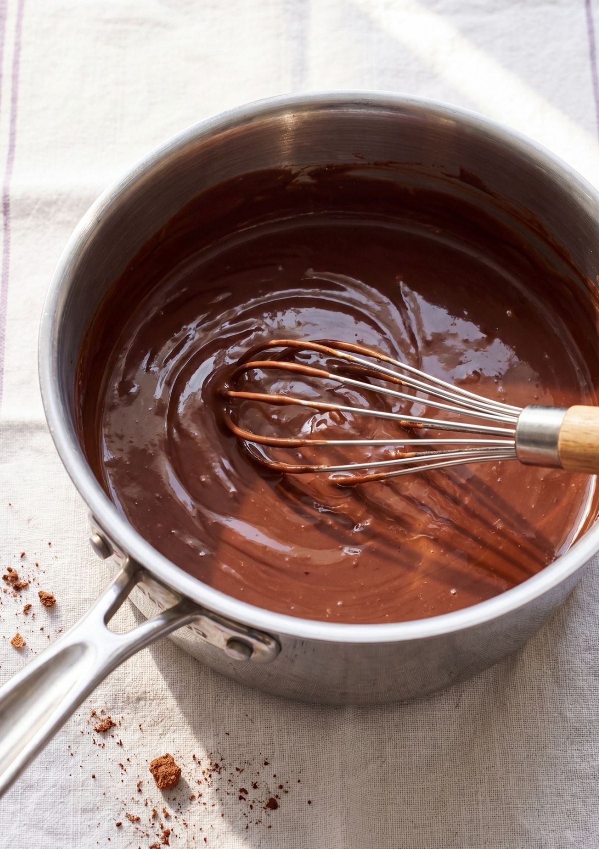melted chocolate peanut butter mixture for protein no bake cookies smooth and glossy no bake dessert step
