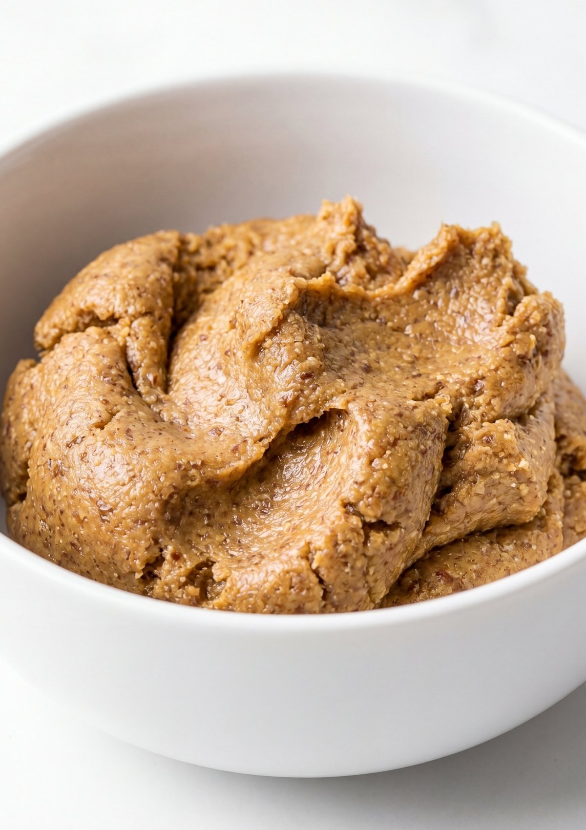 thick dough for no bake protein bars made with peanut butter protein powder and flax