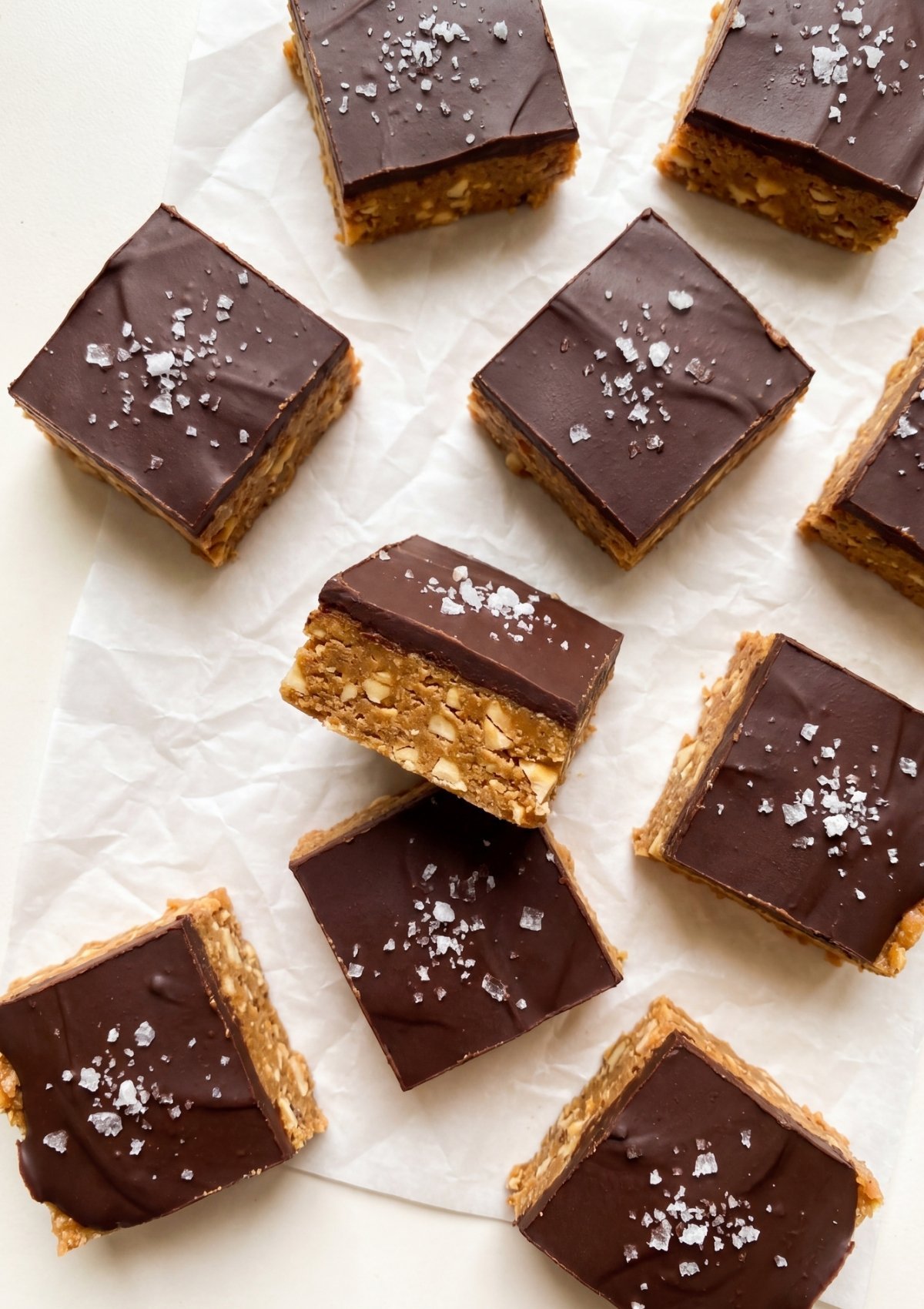 no bake protein bars with chocolate topping and sea salt easy healthy snack bars