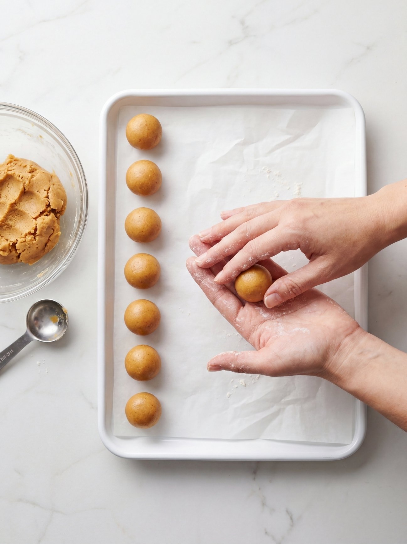 rolling 3 ingredient no bake peanut butter balls by hand easy no bake recipe quick snack prep