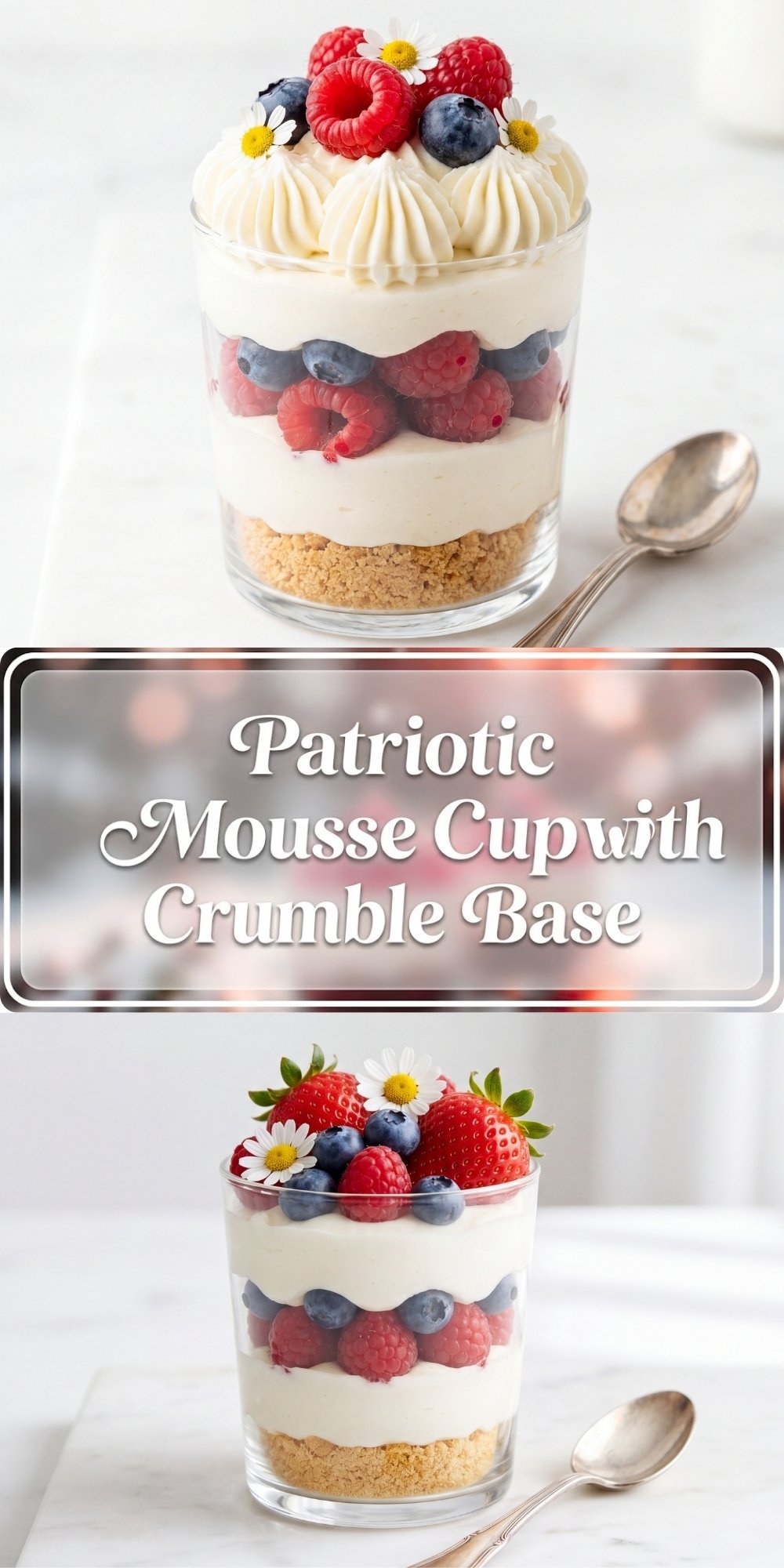 Patriotic Mousse Cups with Crumble Base